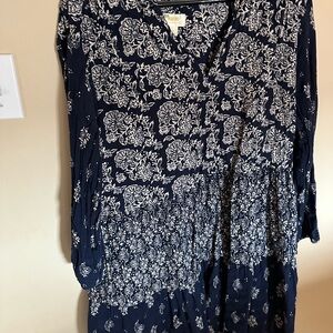 Chico's Navy and White Floral Dress
